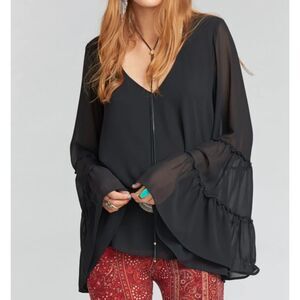NWT Show me Your Mumu Nicolette top black long sleeve boho - Size Small
